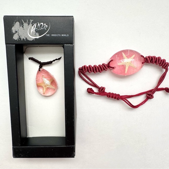 Real Starfish In Resin Bracelet And Necklace -Pink - Picture 2 of 7
